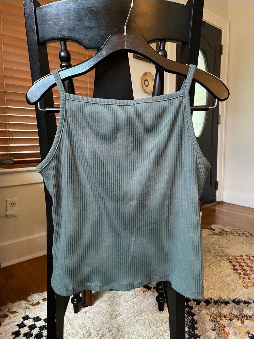 Old Navy Ribbed Square-Neck Crop Tank in Sage Green - Picture 2 of 2